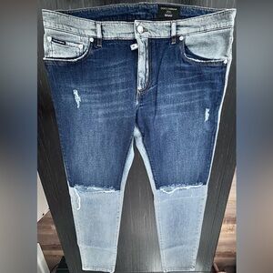 Dolce & Gabbana Two-Tone Blue Skinny Jeans